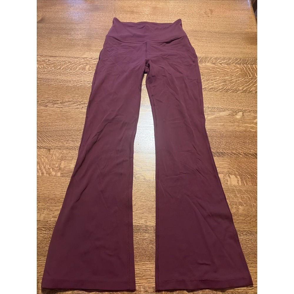 lululemon Burgundy Groove Nulu Super High Rise Flared Pant Tall Leggings 6 x 30